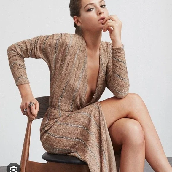 Reformation Metallic Black and Gold Maxi  Knit Dress Small - Picture 4 of 14